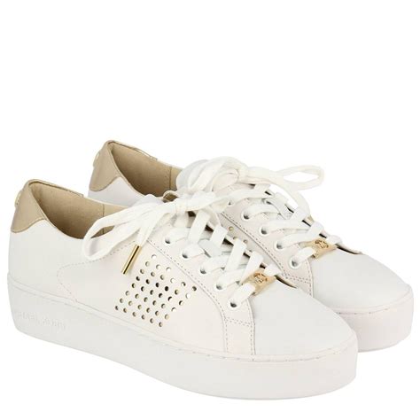 white sneakers michael kors|michael kors high heel sneakers.